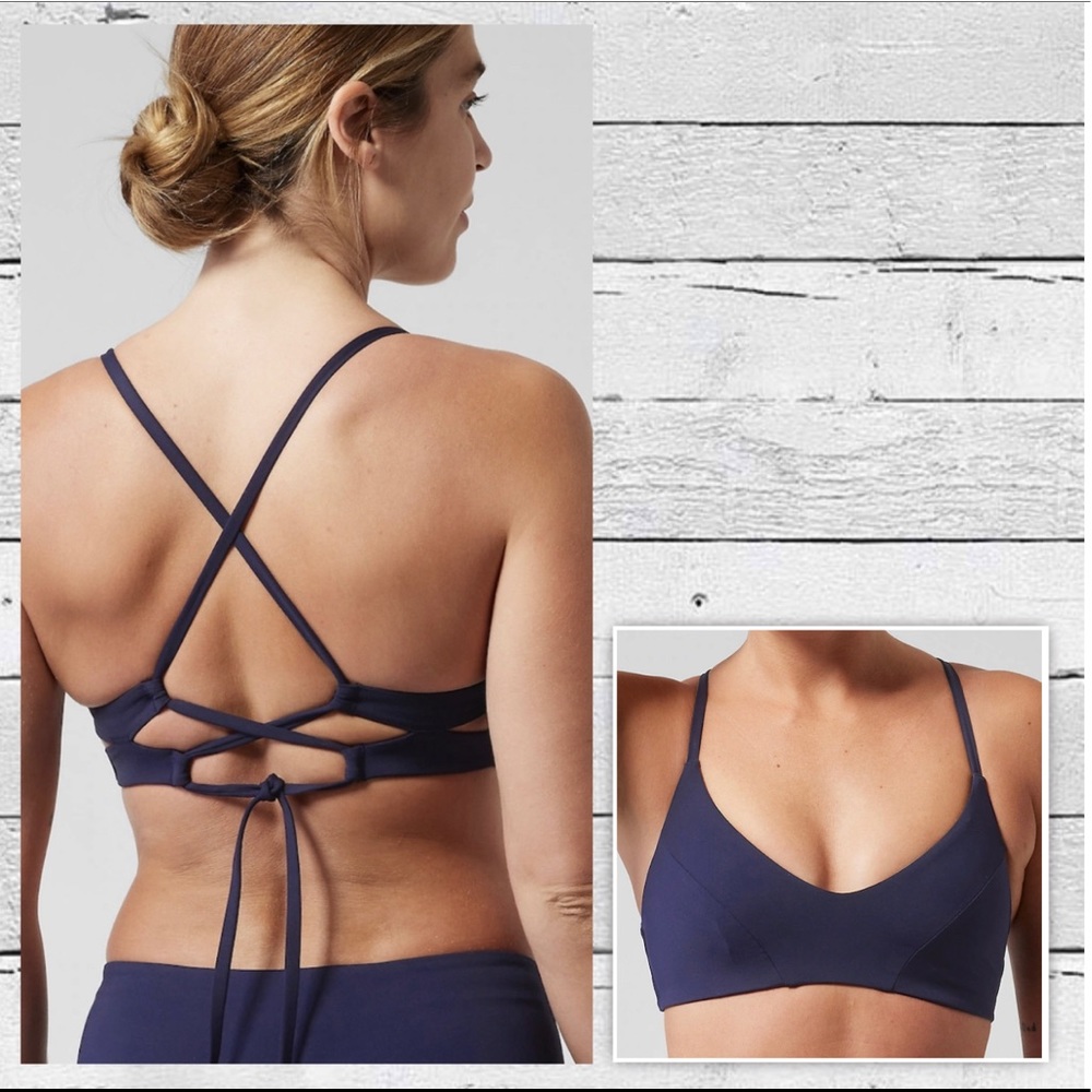 ATHLETA dress blue navy triangle bikini top NWT